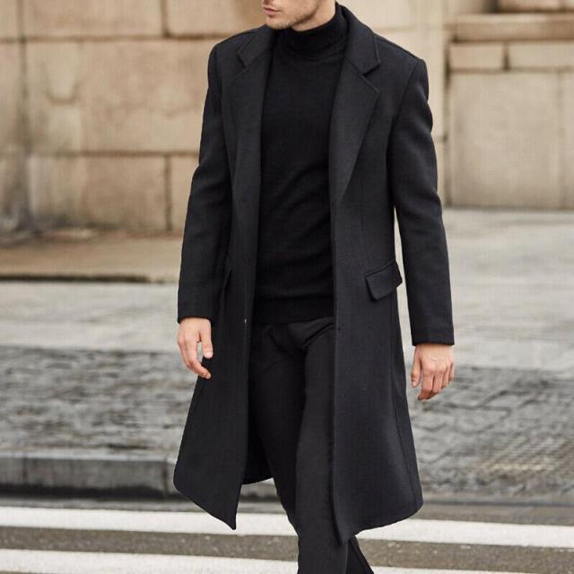 Mens Extra Long Tailored Wool Winter Overcoat