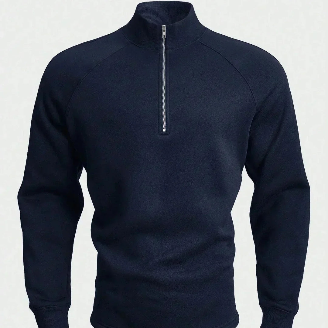 Mens Sweatshirt Mock Collar Quarter Zip Raglan Fit