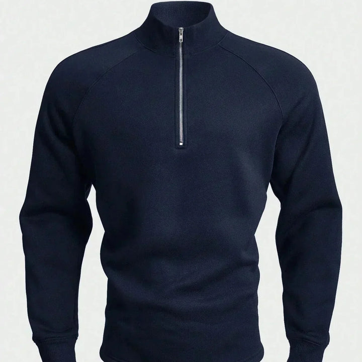 Mens Quarter Zip Sweatshirt Collared Raglan Sleeve