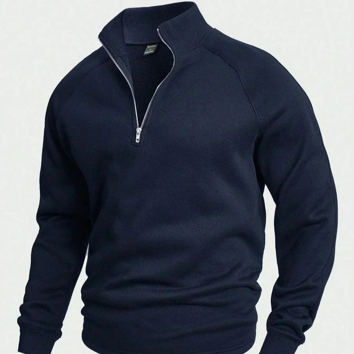 Mens Quarter Zip Sweatshirt Collared Raglan Sleeve
