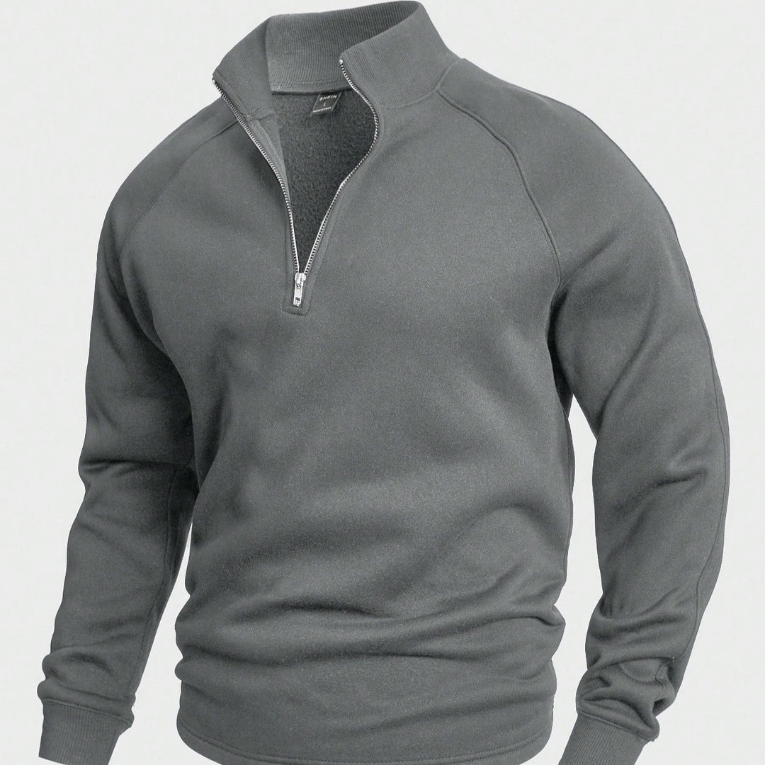 Mens Sweatshirt Mock Collar Quarter Zip Raglan Fit