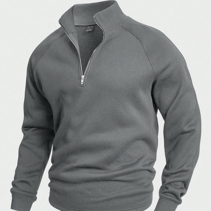 Mens Sweatshirt Mock Collar Quarter Zip Raglan Fit