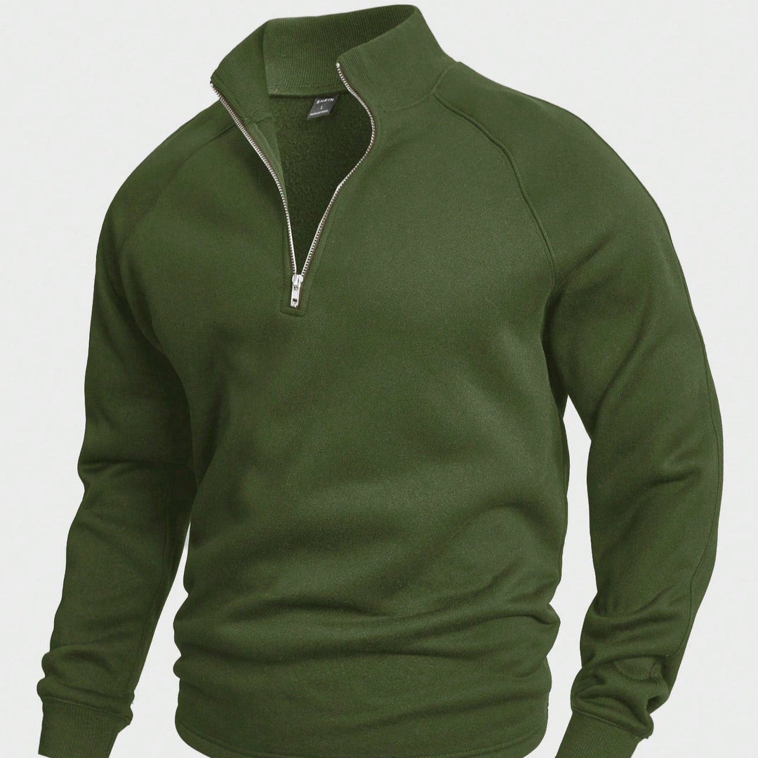 Mens Sweatshirt Mock Collar Quarter Zip Raglan Fit