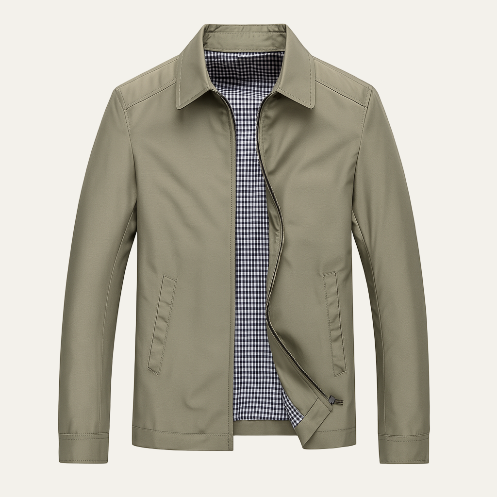 Mens Harrington Windbreaker with Check Lining Classic Fit