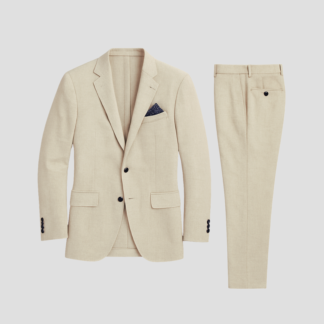 Mens Linen Suit Structured Two-Piece Warm-Weather Fit