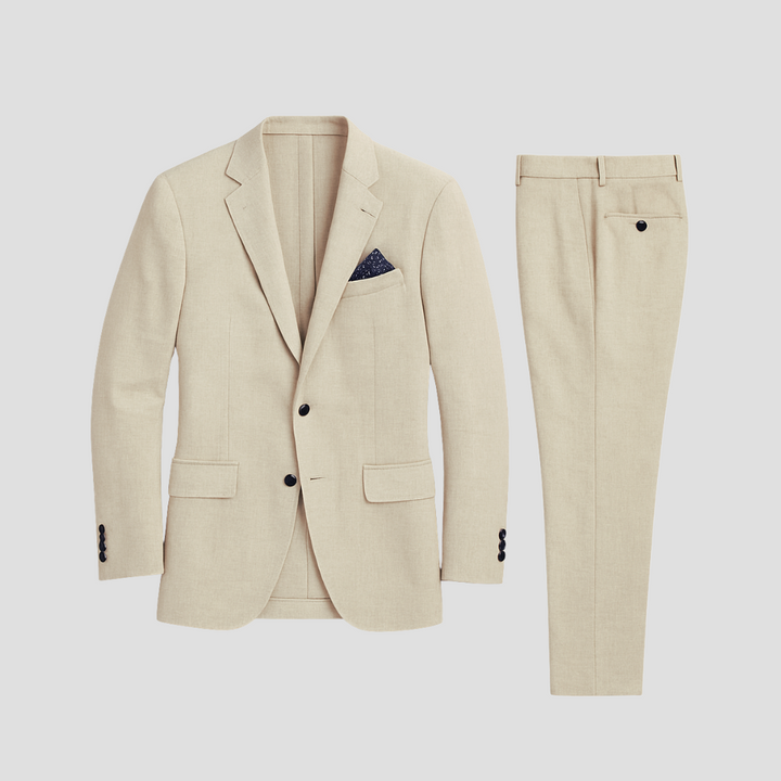 Mens Linen Suit Structured Two-Piece Warm-Weather Fit