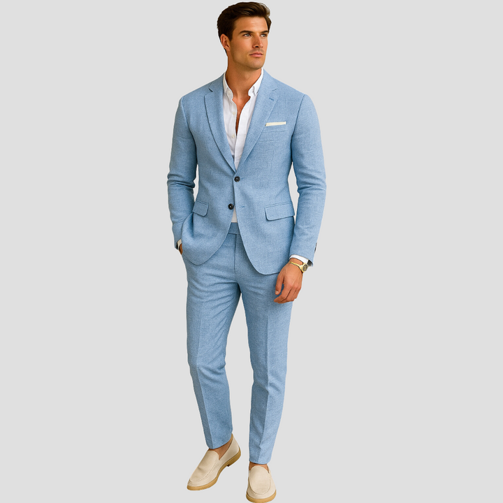 Mens Linen Suit Structured Two-Piece Warm-Weather Fit