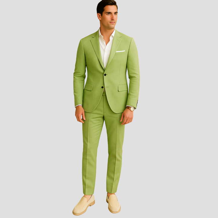 Mens Linen Suit Structured Two-Piece Warm-Weather Fit