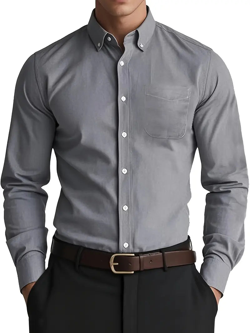 Mens Dress Shirt Cotton Button Down Classic Fit
