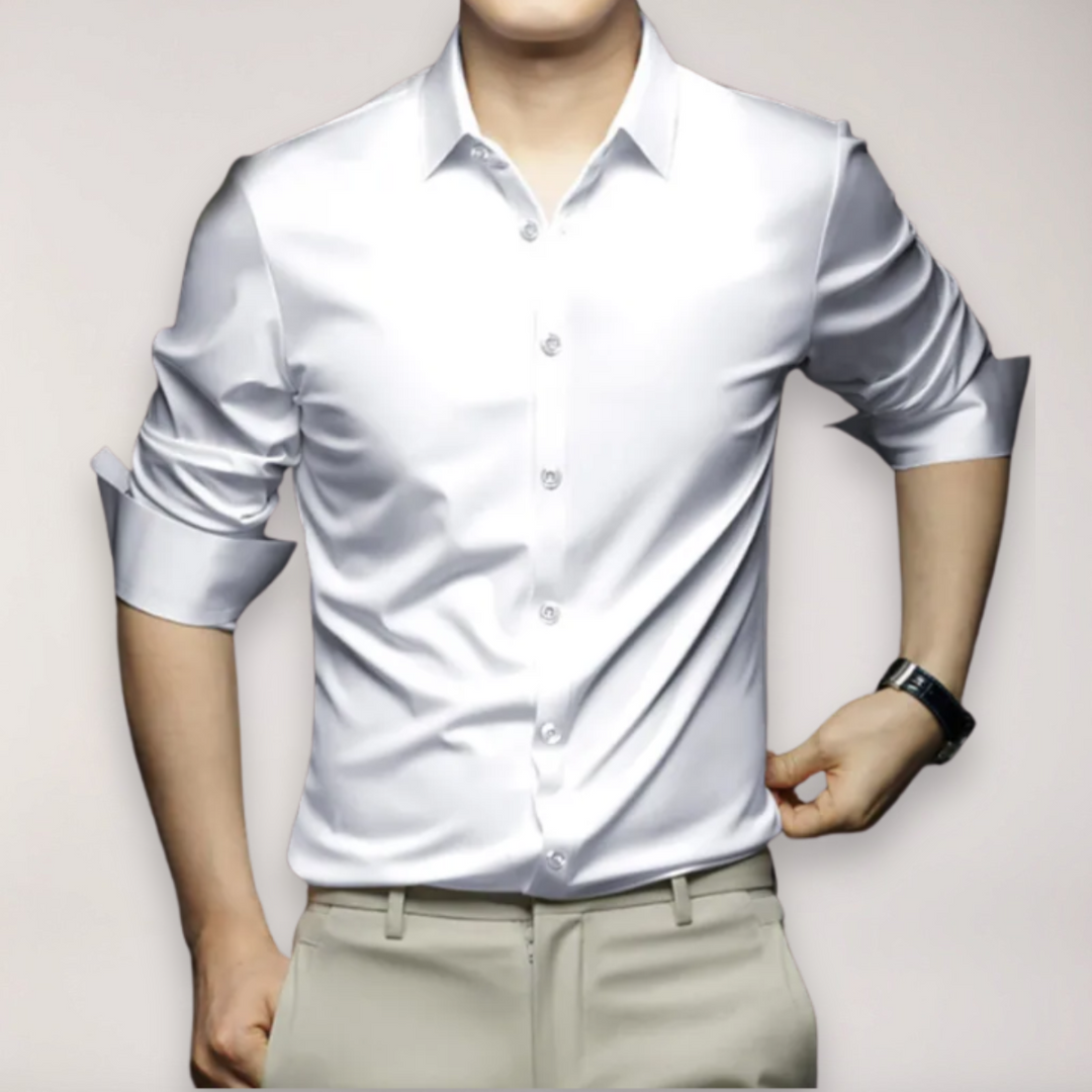 Mens Long Sleeve Shirt Cotton Button-Up Classic Fit - BritishMode