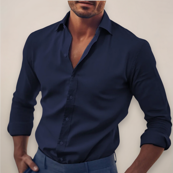 Mens Long Sleeve Shirt Button-Up Classic Fit