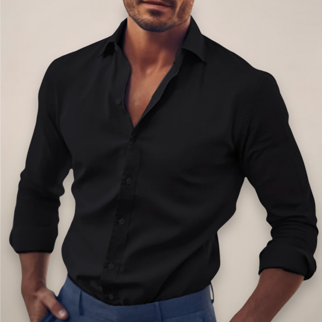 Mens Long Sleeve Shirt Button-Up Classic Fit