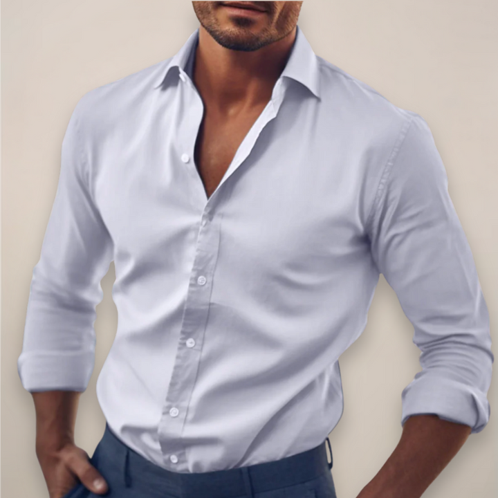 Mens Long Sleeve Shirt Button-Up Classic Fit