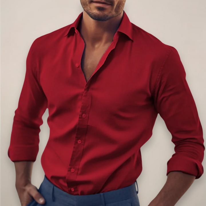 Mens Long Sleeve Shirt Button-Up Classic Fit