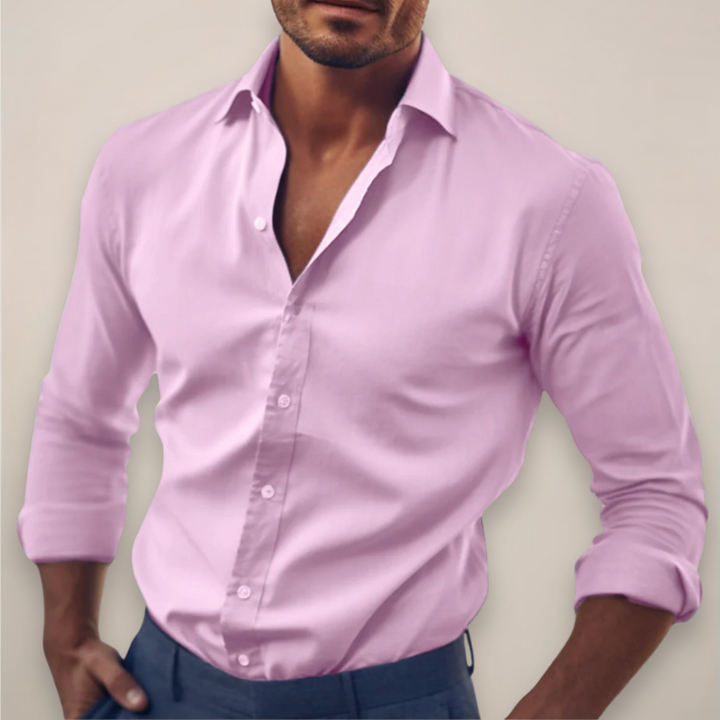 Mens Long Sleeve Shirt Button-Up Classic Fit - BritishMode