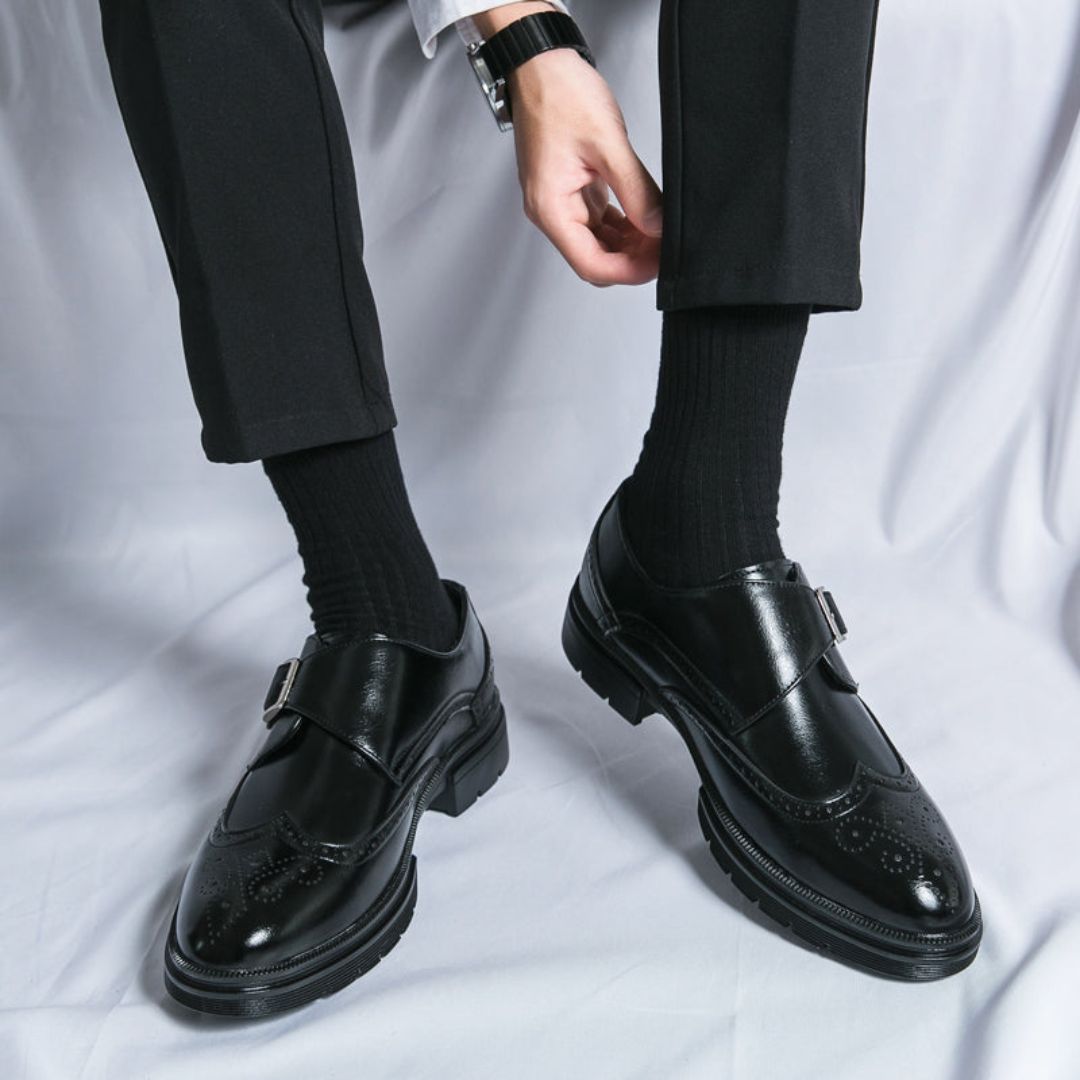 Mens Wingtip Brogue Oxford Dress Shoes Leather Monk Strap Formal