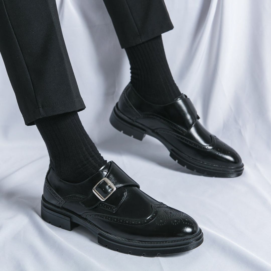 Mens Wingtip Brogue Oxford Dress Shoes Leather Monk Strap Formal