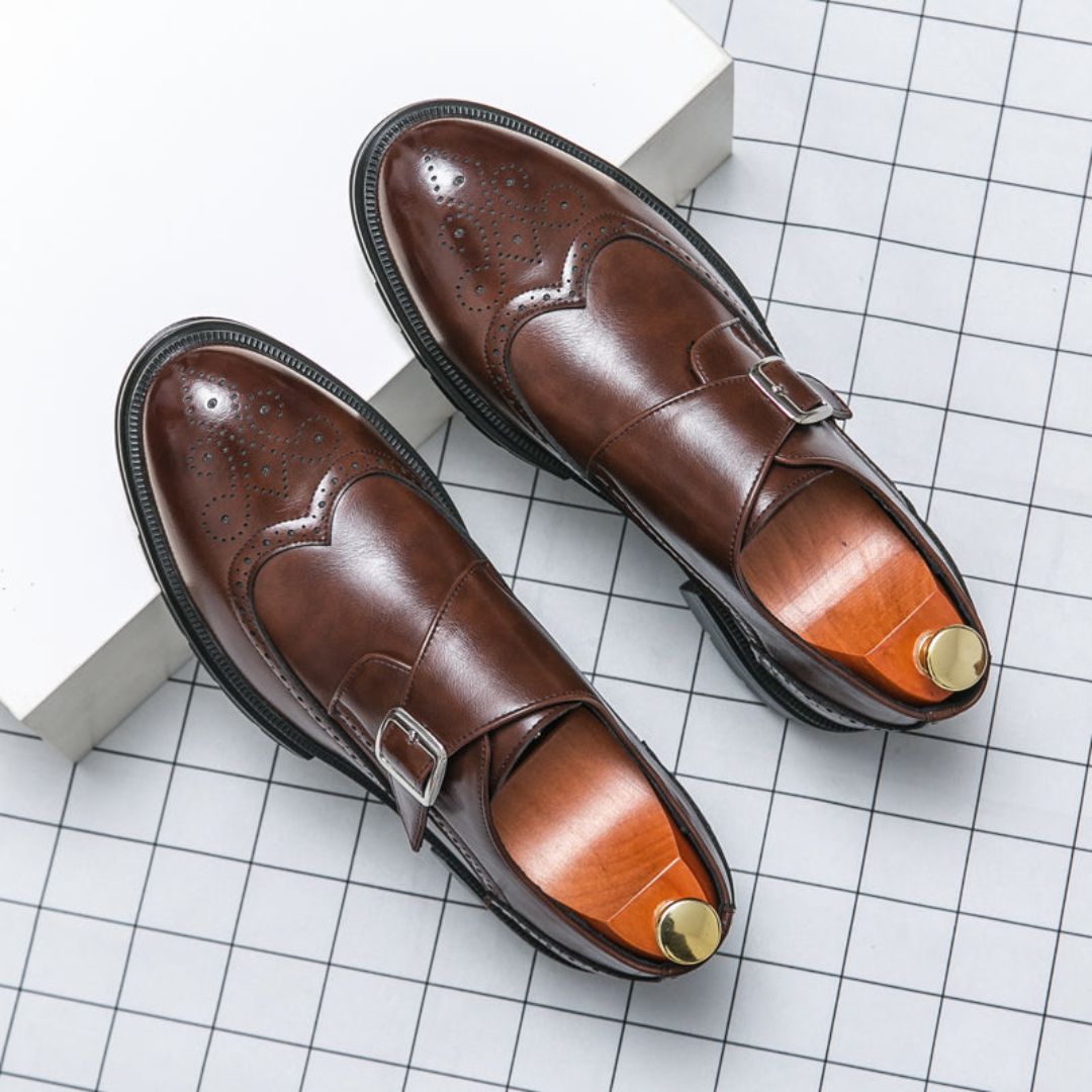 Mens Wingtip Brogue Oxford Dress Shoes Leather Monk Strap Formal