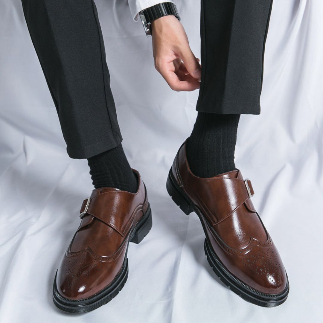 Mens Wingtip Brogue Oxford Dress Shoes Leather Monk Strap Formal