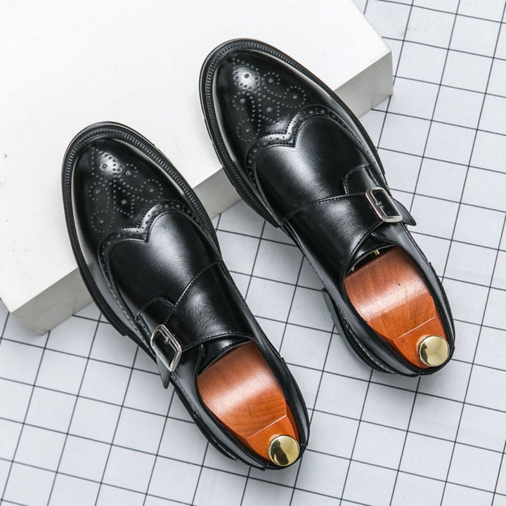 Mens Wingtip Brogue Oxford Dress Shoes Leather Monk Strap Formal - BritishMode