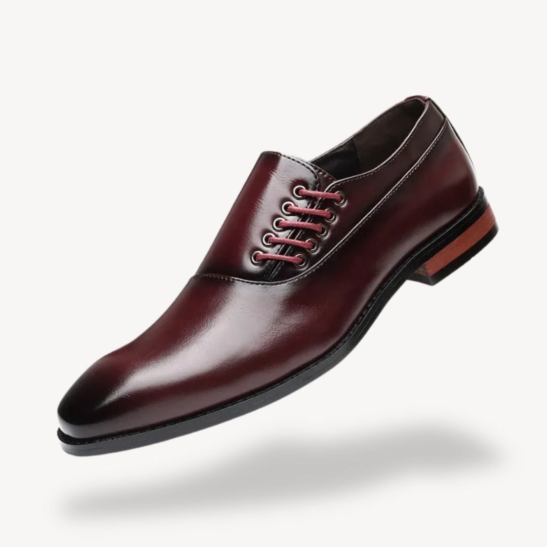 Mens Oxford Dress Shoes Leather Pointed Toe Lace-Up