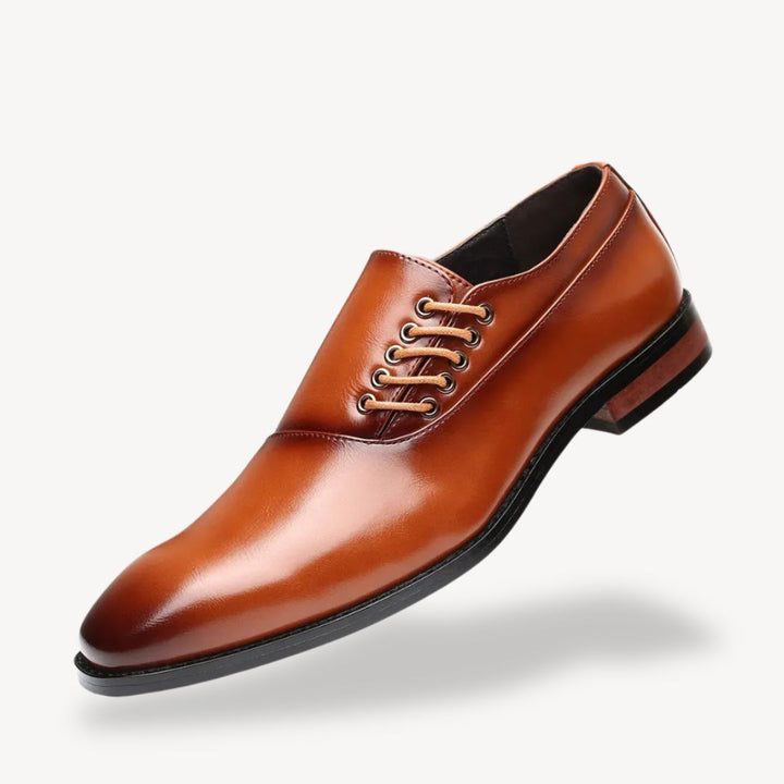 Mens Oxford Dress Shoes Leather Pointed Toe Lace-Up