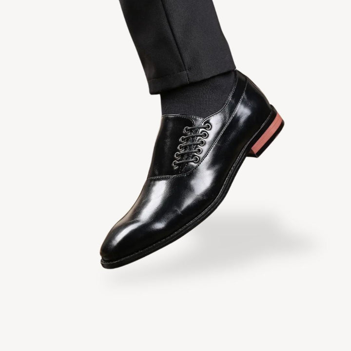 Mens Oxford Dress Shoes Leather Pointed Toe Lace-Up - BritishMode