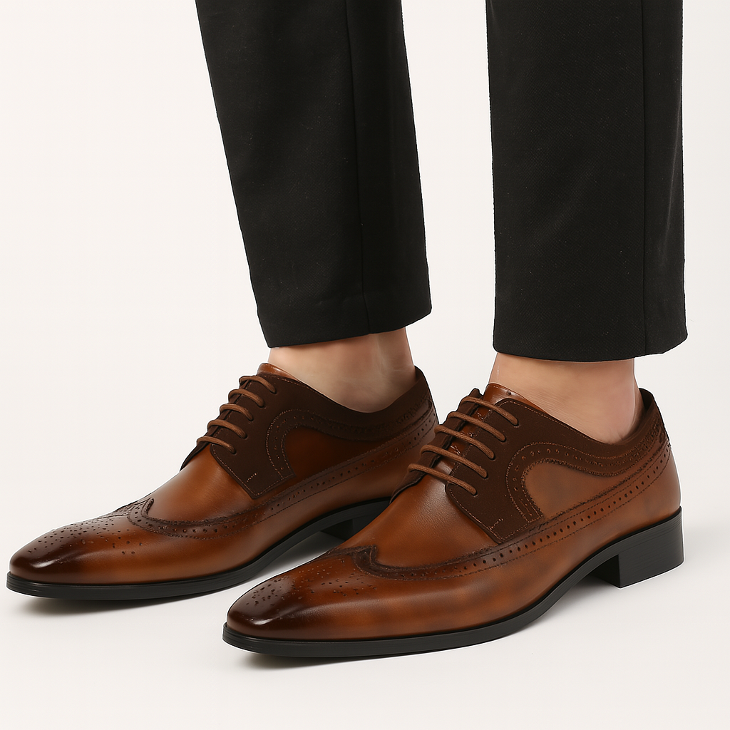 Mens Oxford Dress Shoes Leather Wingtip Brogue Formal Fit