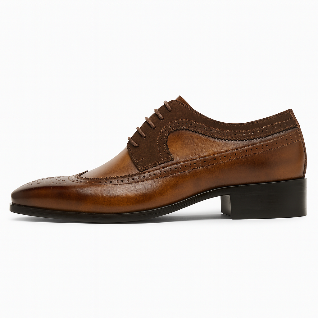 Mens Oxford Dress Shoes Leather Wingtip Brogue Formal Fit