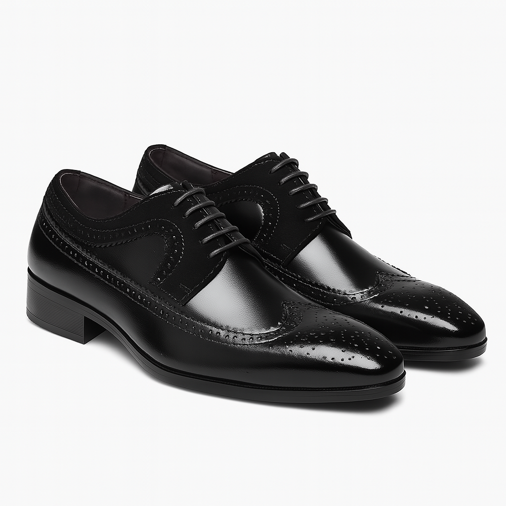 Mens Oxford Dress Shoes Leather Wingtip Brogue Formal Fit