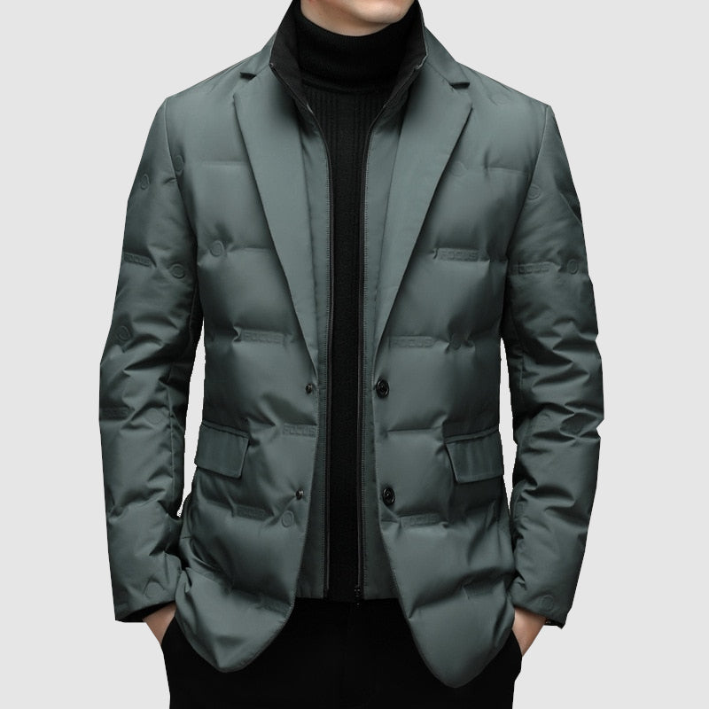 Mens Quilted Puffer Jacket with Blazer Style Padded Fit