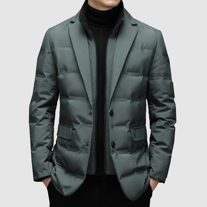 Mens Quilted Puffer Jacket with Blazer Style Padded Fit