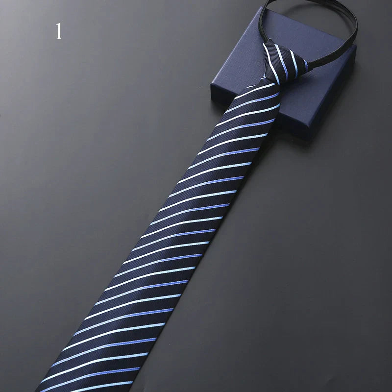Mens Slim Necktie Pre-Tied Elastic Formal
