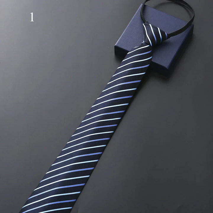 Mens Slim Necktie Pre-Tied Elastic Formal