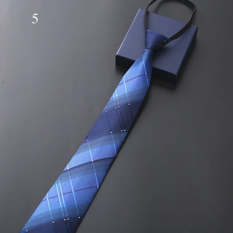 Mens Slim Necktie Pre-Tied Elastic Formal