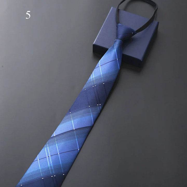 Mens Slim Necktie Pre-Tied Elastic Formal