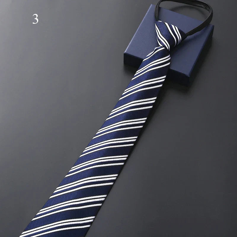 Mens Slim Necktie Pre-Tied Elastic Formal