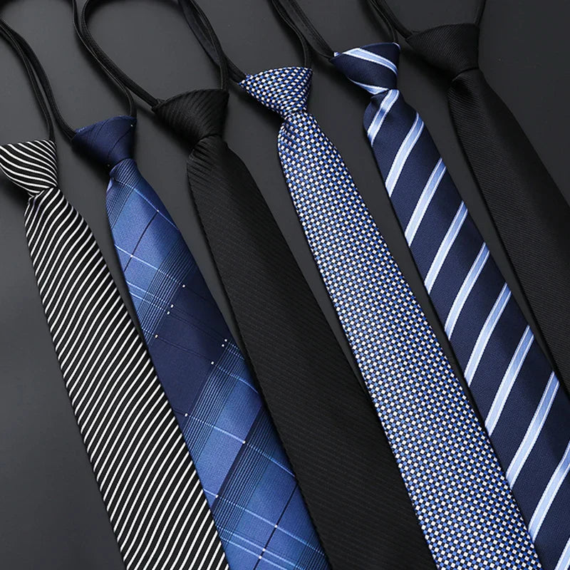Mens Slim Necktie Pre-Tied Elastic Formal