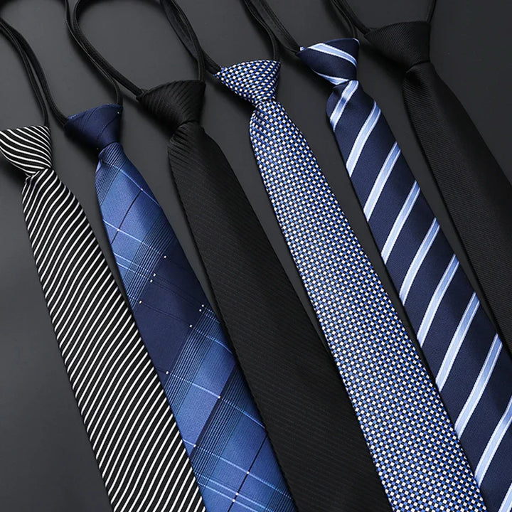 Mens Slim Necktie Pre-Tied Elastic Formal