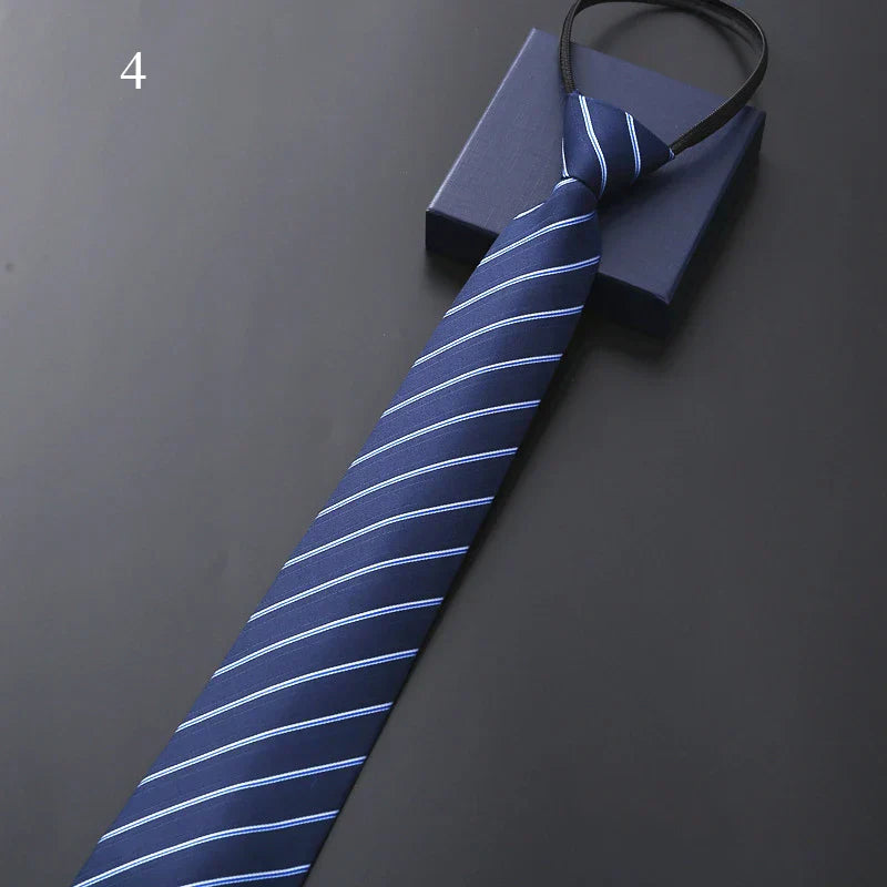 Mens Slim Necktie Pre-Tied Elastic Formal