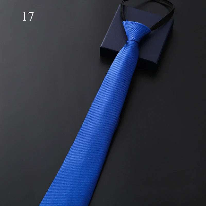 Mens Slim Necktie Pre-Tied Elastic Formal