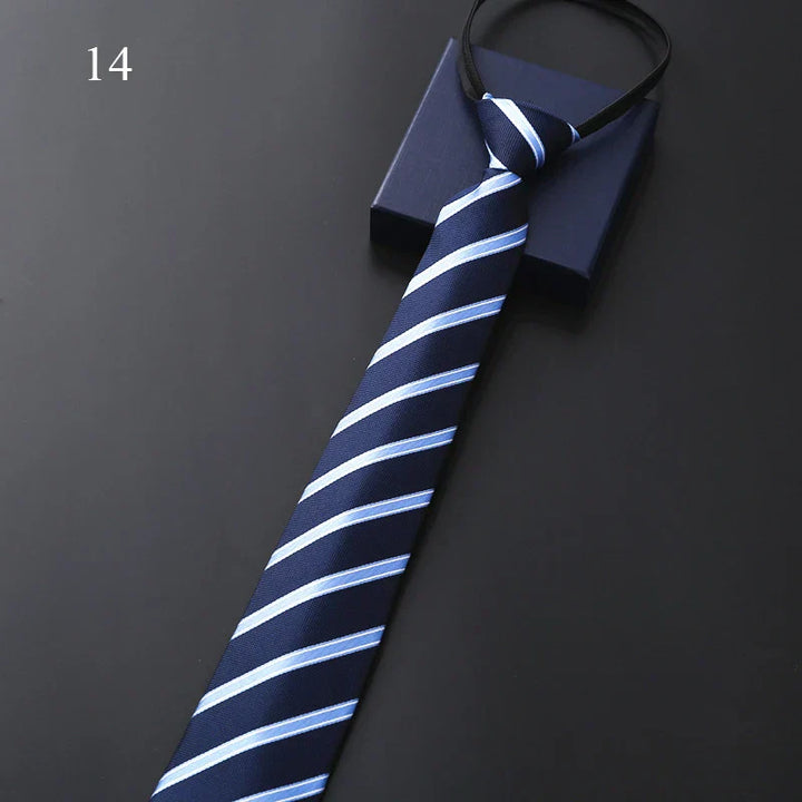 Mens Slim Necktie Pre-Tied Elastic Formal