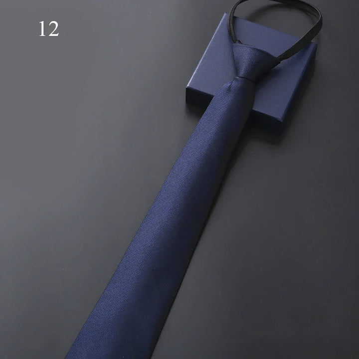Mens Slim Necktie Pre-Tied Elastic Formal