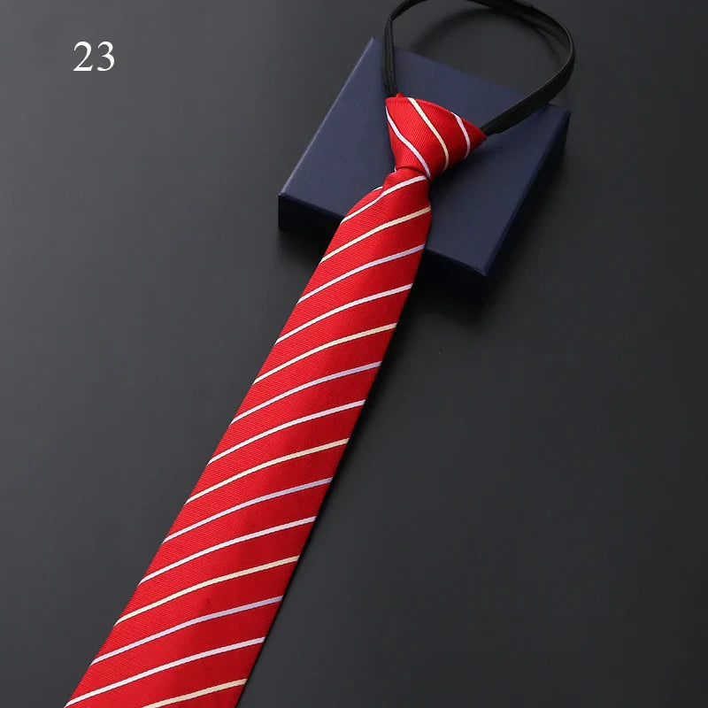 Mens Slim Necktie Pre-Tied Elastic Formal