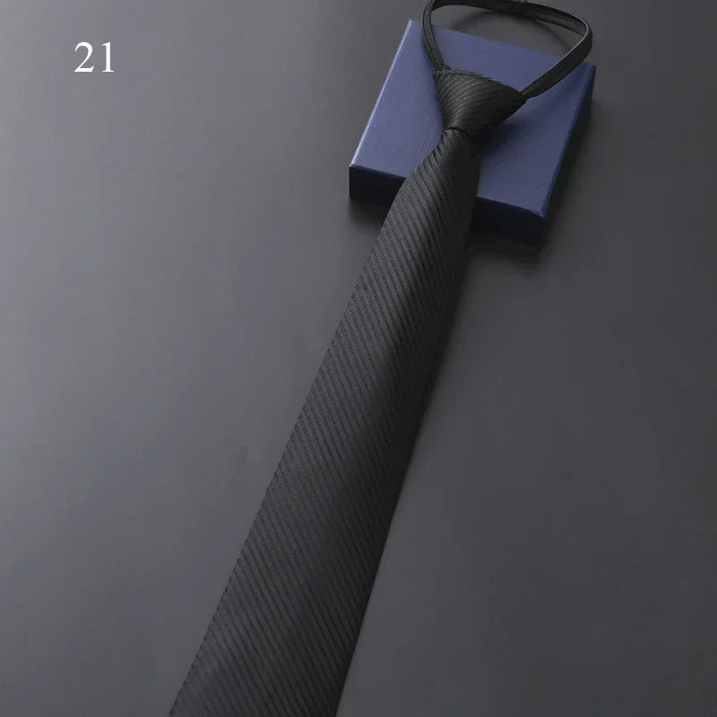 Mens Slim Necktie Pre-Tied Elastic Formal