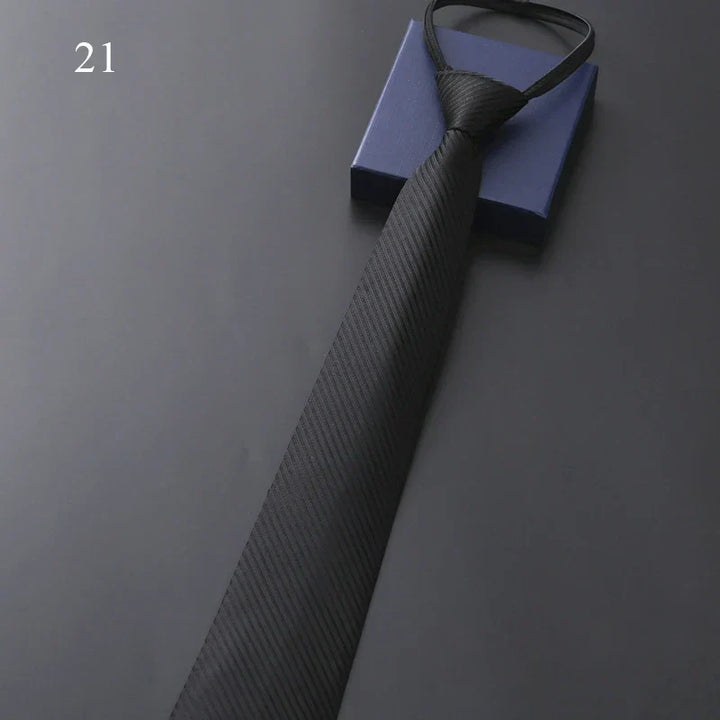 Mens Slim Necktie Pre-Tied Elastic Formal