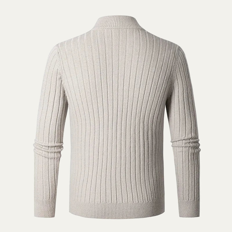 Mens Ribbed Sweater Half Zip Collar