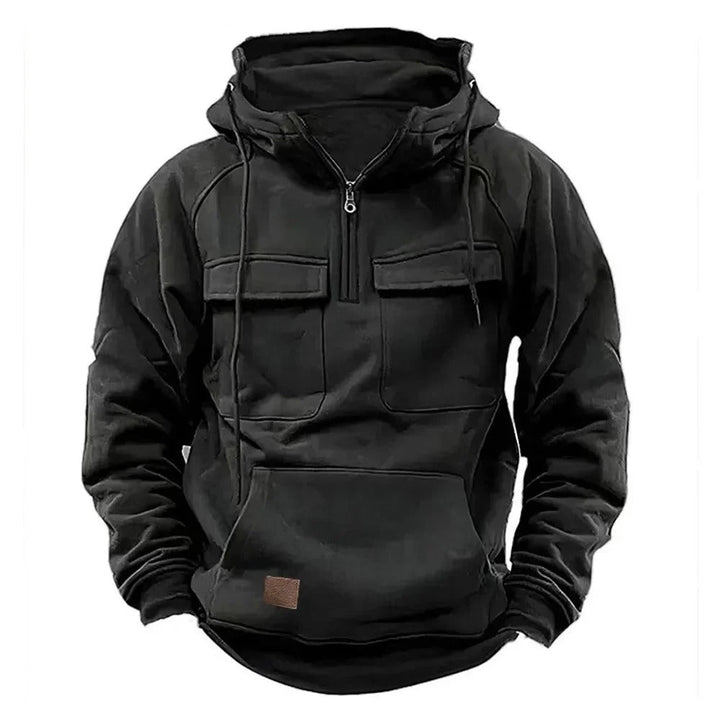 Mens Hooded Jacket with Zipper and Pockets Practical Fit