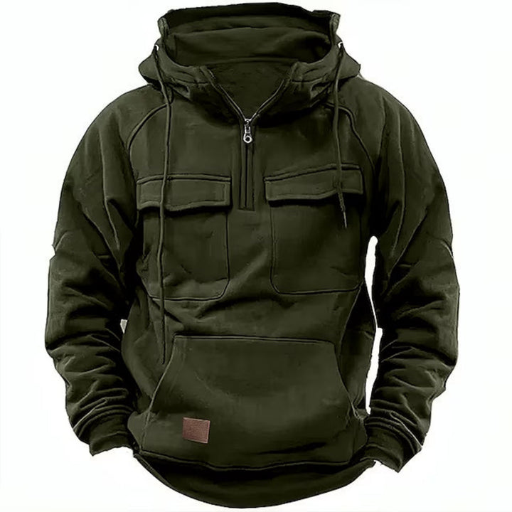 Mens Hooded Jacket with Zipper and Pockets Practical Fit