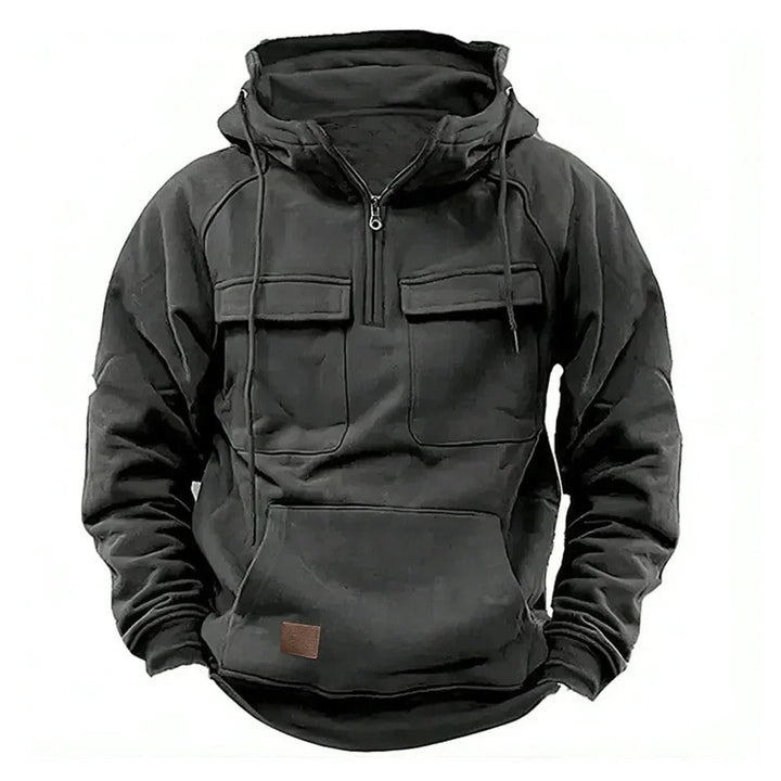 Mens Hooded Jacket with Zipper and Pockets Practical Fit